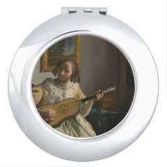 フェルメール　『ギターを弾く女』の丸型イメージ画像