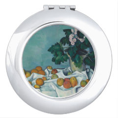 ポール・セザンヌ　『リンゴとサクラソウの鉢のある静物』の丸型イメージ画像