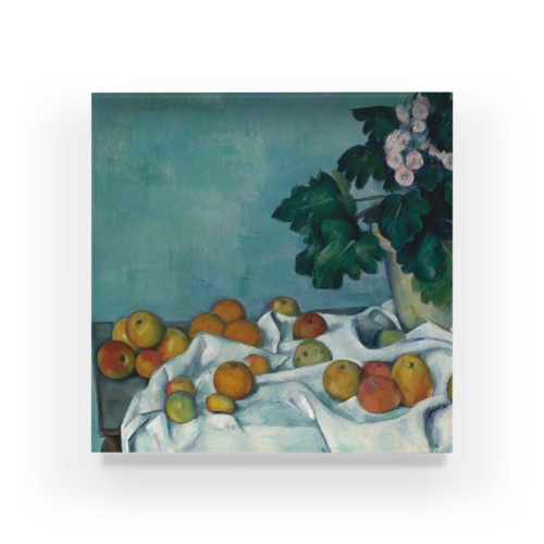 ポール・セザンヌ　『リンゴとサクラソウの鉢のある静物』のイメージ画像
