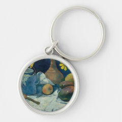 ゴーギャン　『ティーポットとフルーツのある静物』の丸型イメージ画像